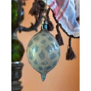 Handmade Vintage Glass Ornament in Blue and White